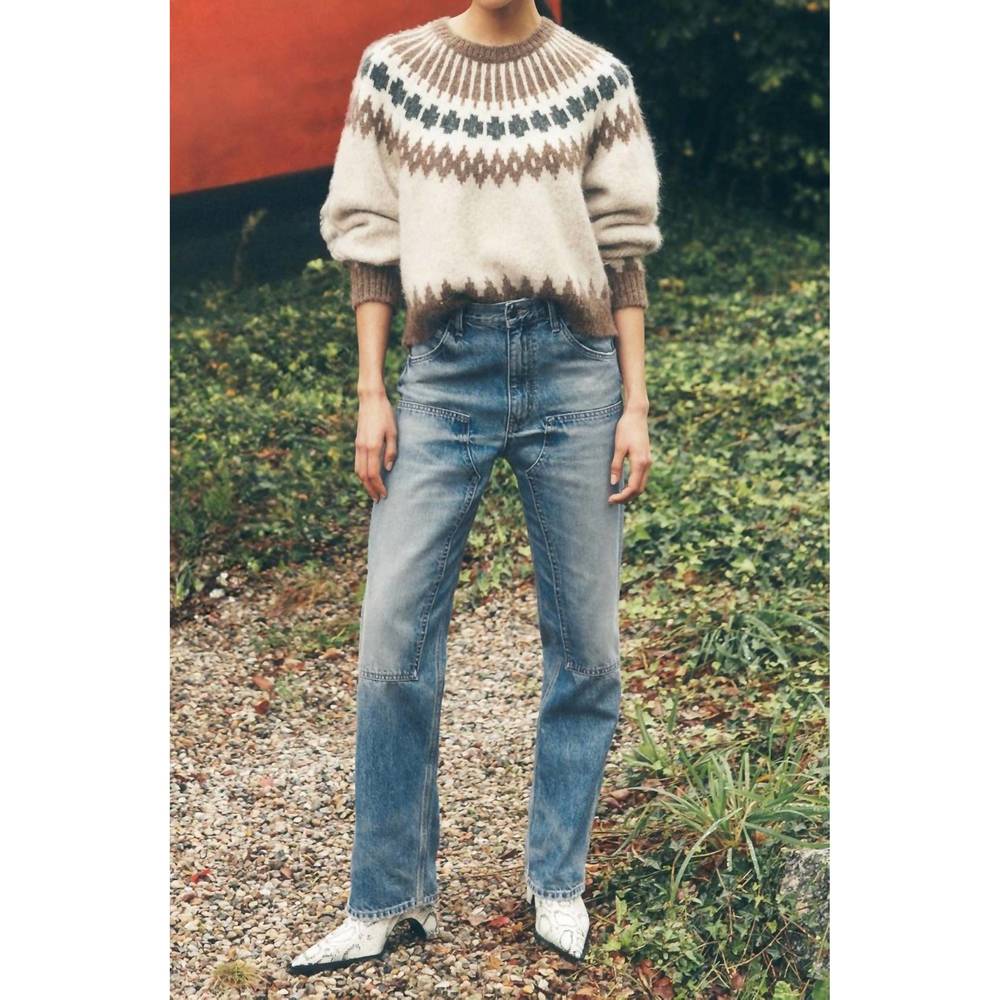 NEW NILI LOTAN welder straight leg jeans in summer wash - Picture 6 of 8